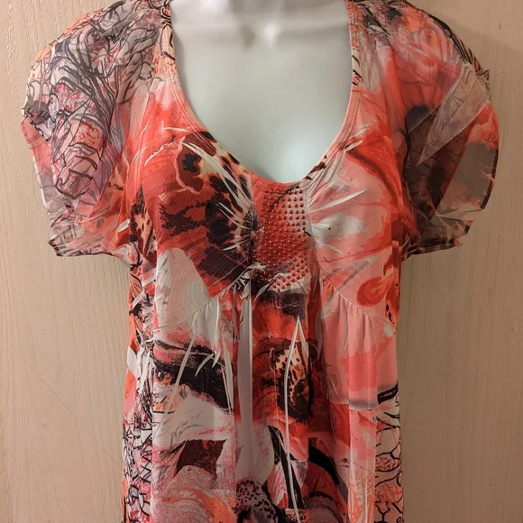 One World Floral Blouse NWOT Sz Med - Picture 4 of 12